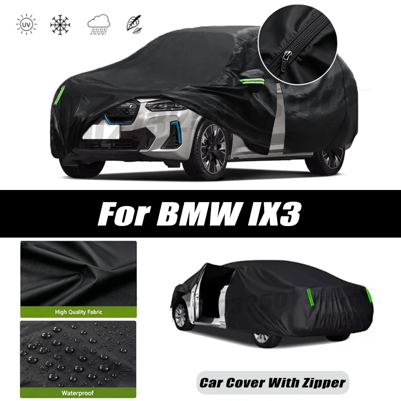 For BMW IX3 Car Covers Outdoor Waterproof Sun Rain Snow Protection UV Car Zipper Design Car Cover Accessories