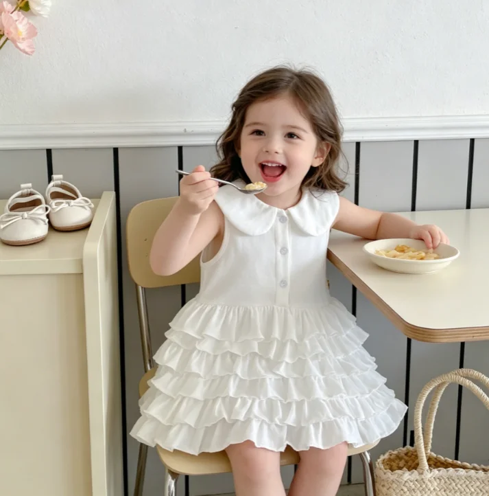 Girls Dress 2026 Spring and Summer New Children's Clothing Korean Style Girl Baby Foreign Cute Cake Princess Dress