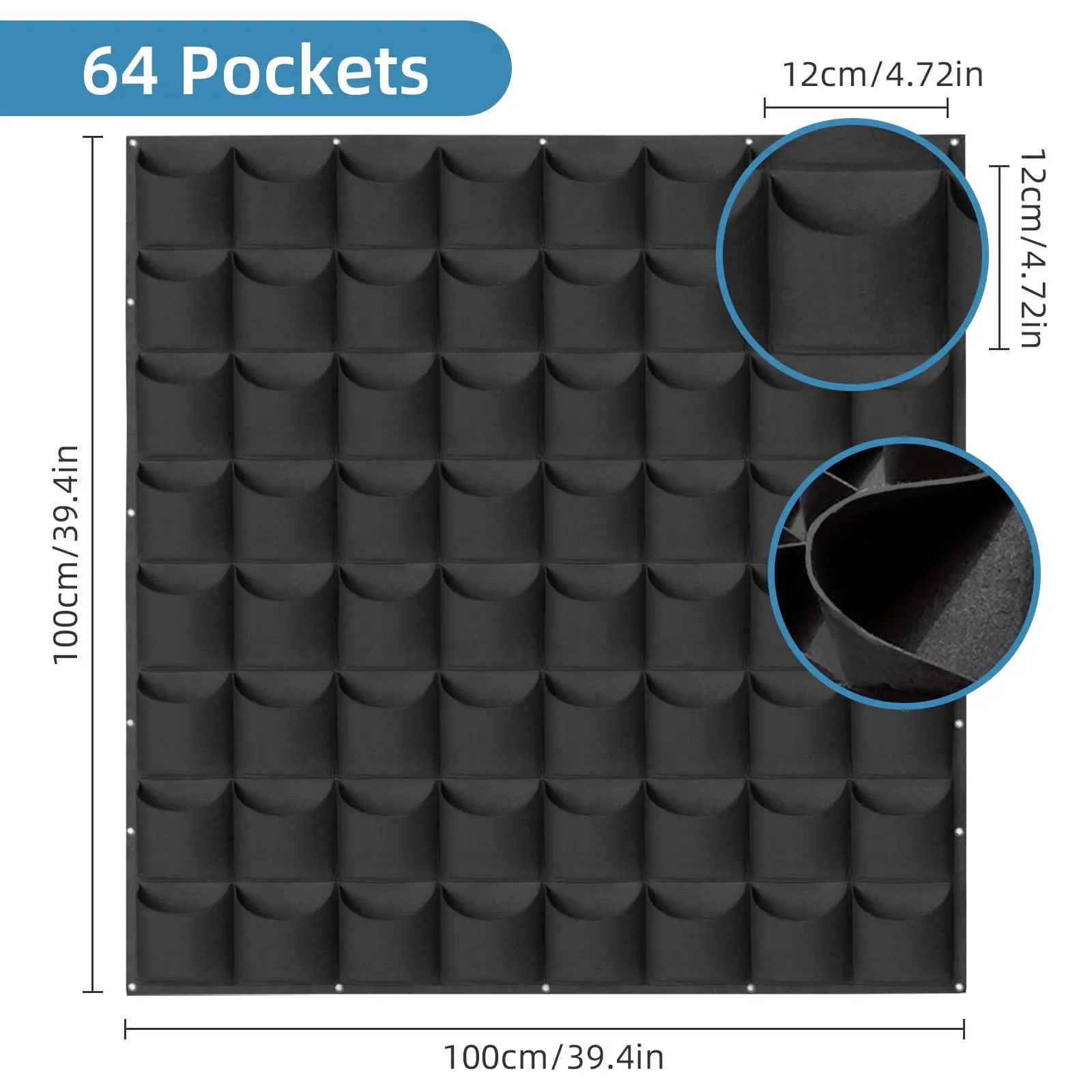 64 Pockets  Hanging Planter Bags, Wall Mounted Planting Grow Bags For Garden Outdoor Indoor Gardening Greening Flower Container