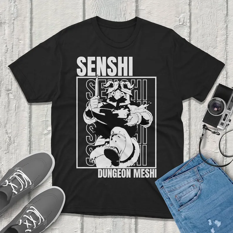 Senshi Dungeon Meshi Delicious in Dungeon TShirt Anime Graphic Tee Unique Design Perfect for Gamers & Anime Fans