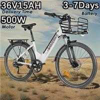 E Bike 500W Motor 36V15AH Removable Battery Carbon Steel Frame Hybrid Electric Bicycle 26-Inch Tire Commuting Electric Bike