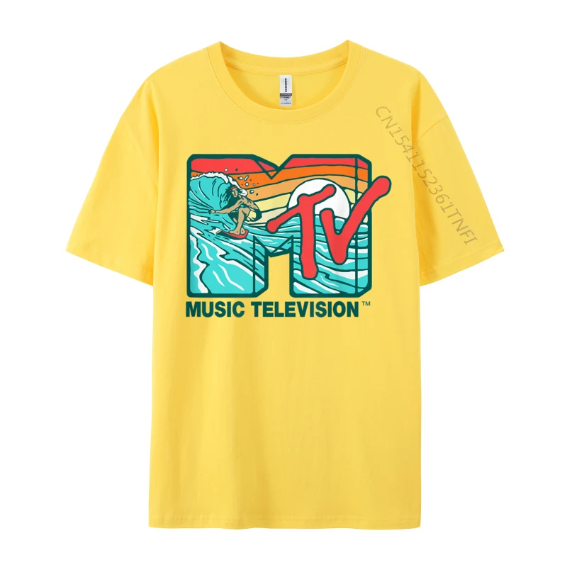 x MTV MTV Catch a Wave MTV Surfer Retro Tshirts Men Cotton T Shirt Harajuku Tee Top Simple Style Printed T-shirt