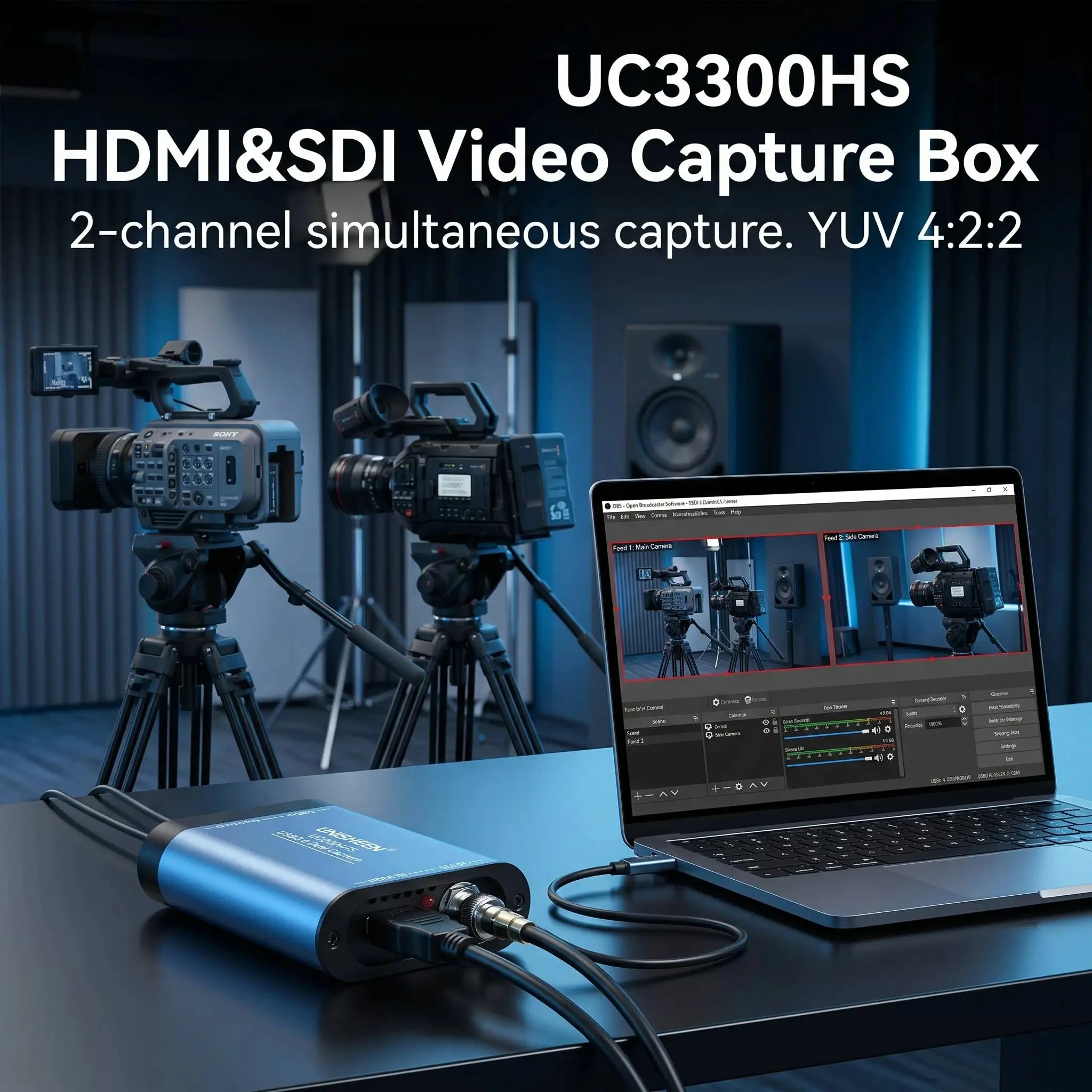 2-Channel SDI HDMI VIDEO CAPTURE Card Box USB3.0 60FPS FPGA Grabber Dongle Game Streaming Equipment 1080P OBS VMix