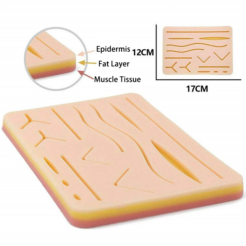 1pcs Reusable Surgical Medical Practice Traumatic Simulation Wounds Training Teaching Model Suture Pad Silicone Fake Skin Suture