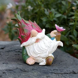 1pc Funny Pitaya Gnome Garden Statue, Resin Dwarf Statue, Mini Doll Figures Home Decoration, Weatherproof Funny Garden Gnome O