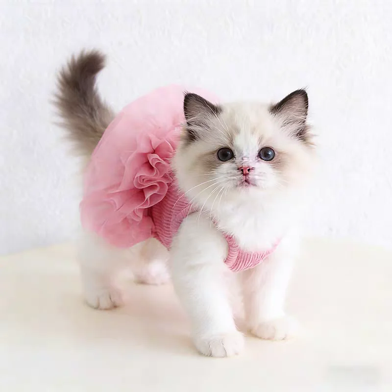 

Spring & Summer Pet Clothing Cute Dogs and Cats Ballet Fluffy Skirt Print Princess Spaghetti-strap Dress Vest For Teddy Chihuahu