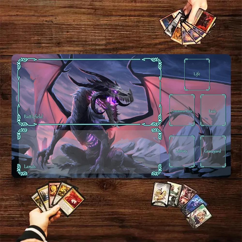 Magic Card Playmat with zone Black Devil Dragon theme anime MTG playmat gathering game mat Desk Mat Commander Battle playmat