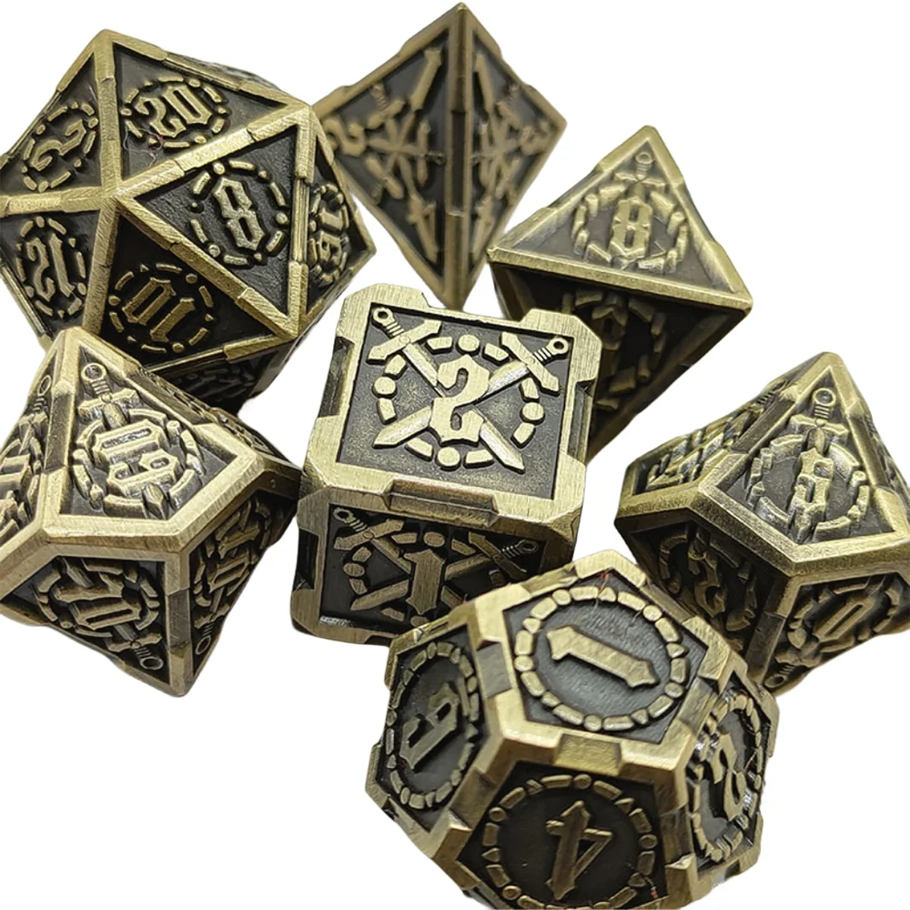 7Pcs/Set Dnd Zinc Alloy Solid Metal Dice Polyhedral Dice D+D Used For Dungeon and Dragon Pathfinder Role Playing Game(RPG)/MTG