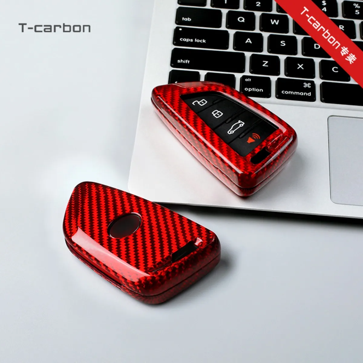 T-carbon Carbon Fiber Car Remote Smart Key Case Key Fob Case Holder Cover Trim For Toyota Supra A90 MK5 2019-2021