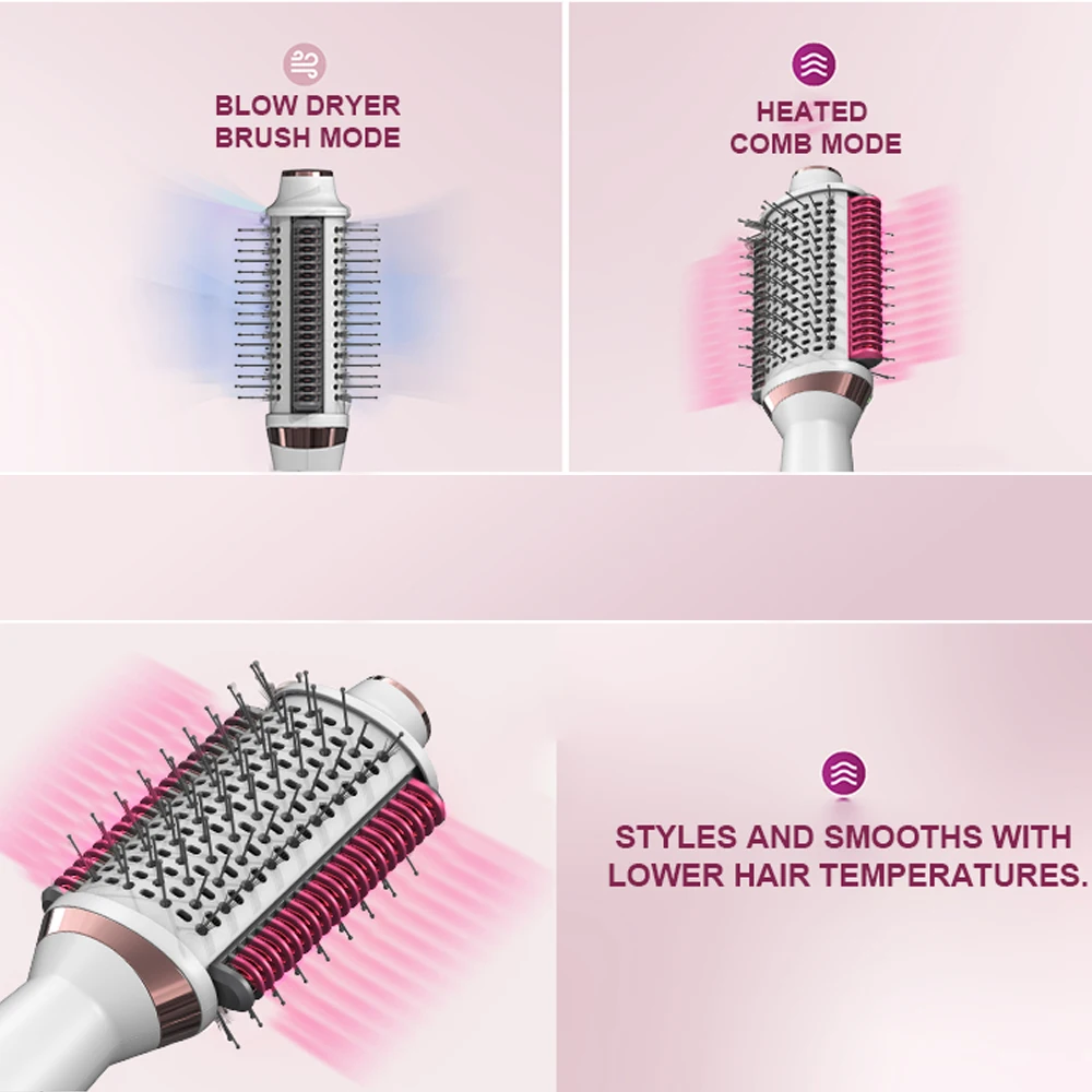 SMET 3 1 1000W Hair Styler New Design Multi-Functional Hot Air Comb Hair Straightener Brush Electric Manual Hair Dryer Household