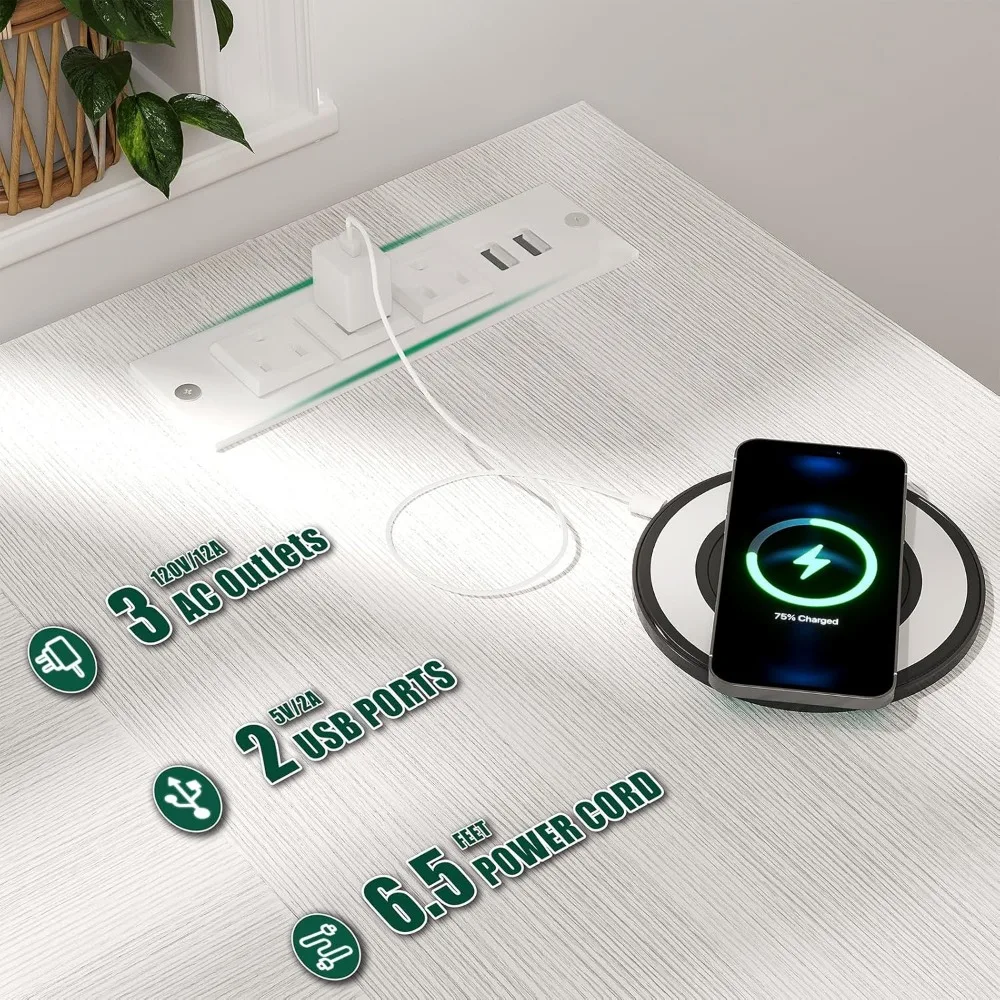 Large Corner Computer Desk 66 L-Shaped with 94.4 Work Area, 4 Adjustable Drawers, 2 Monitor Stands, and Power Outlets for Home O