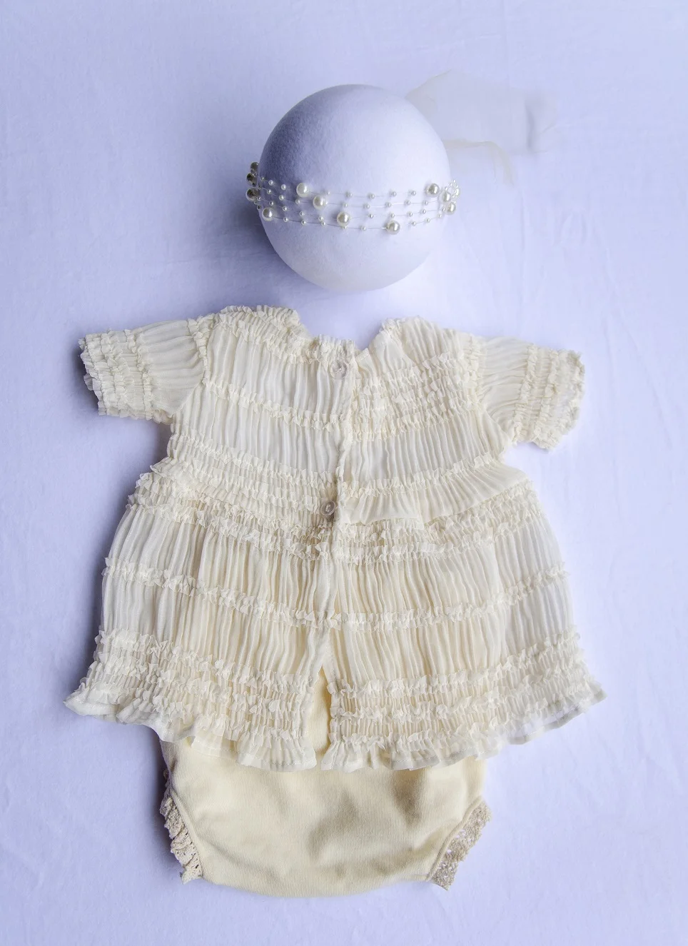 Baby Outfit Dress  Newborn Photography Props Lace Dress and Headband  Photoshoot Clothing