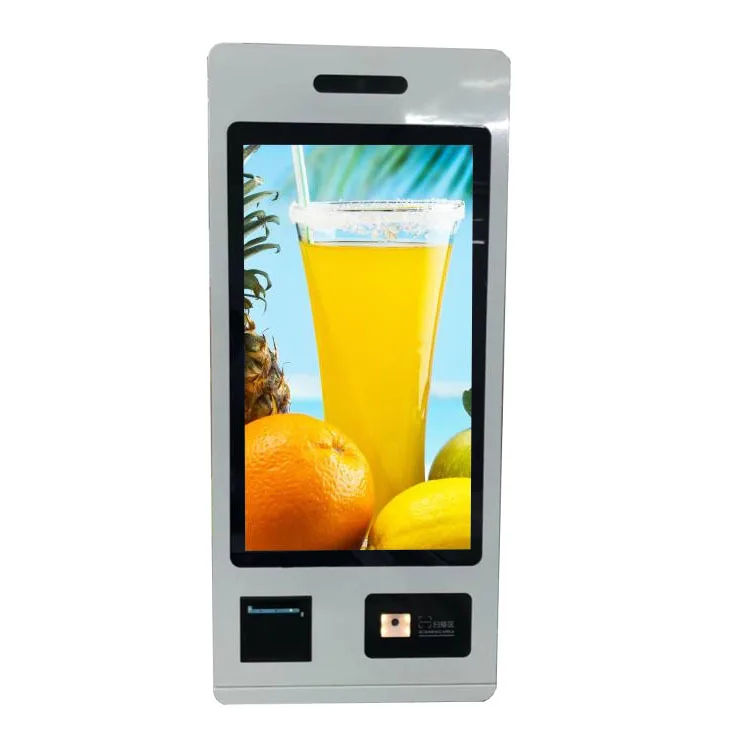 Win10 Win11 Android Wall Mountable Restaurant آلة طلب الطعام POS وطابعة التذاكر كشك الخدمة الذاتية