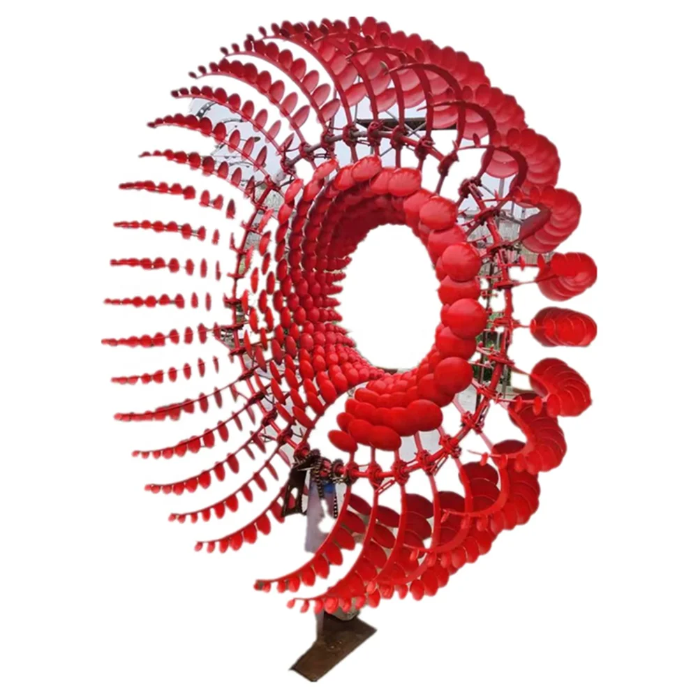 Landscaping Large Metal Art Decoration Public Stainless Steel Lantern Outdoor Wind Rotator Sports Sculpture