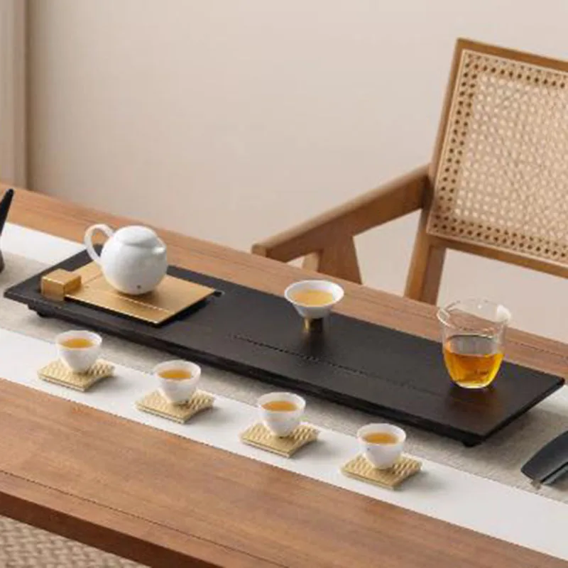 Luxury Ceremony Tea Tray Pot Accessories Decorative Chinese Rectangle Tea Tray Drainage Valet Bandeja Madera Home Decorationgs