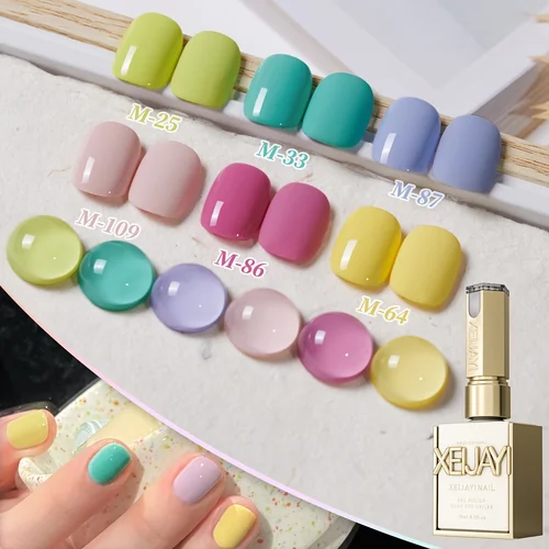 Imagen 1 del producto Kit de esmalte de uñas de gel multicolor de 6 piezas, gel LED treble para uso doméstico y en salón, acabado de alto brillo