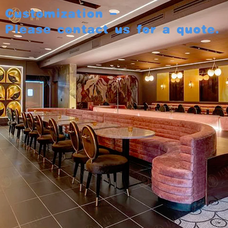 custom.Commercial Grade Red Cafe Sofa Banquette with Marble Tables and Chairs Modern Restaurant Furniture CE Package Hotel P