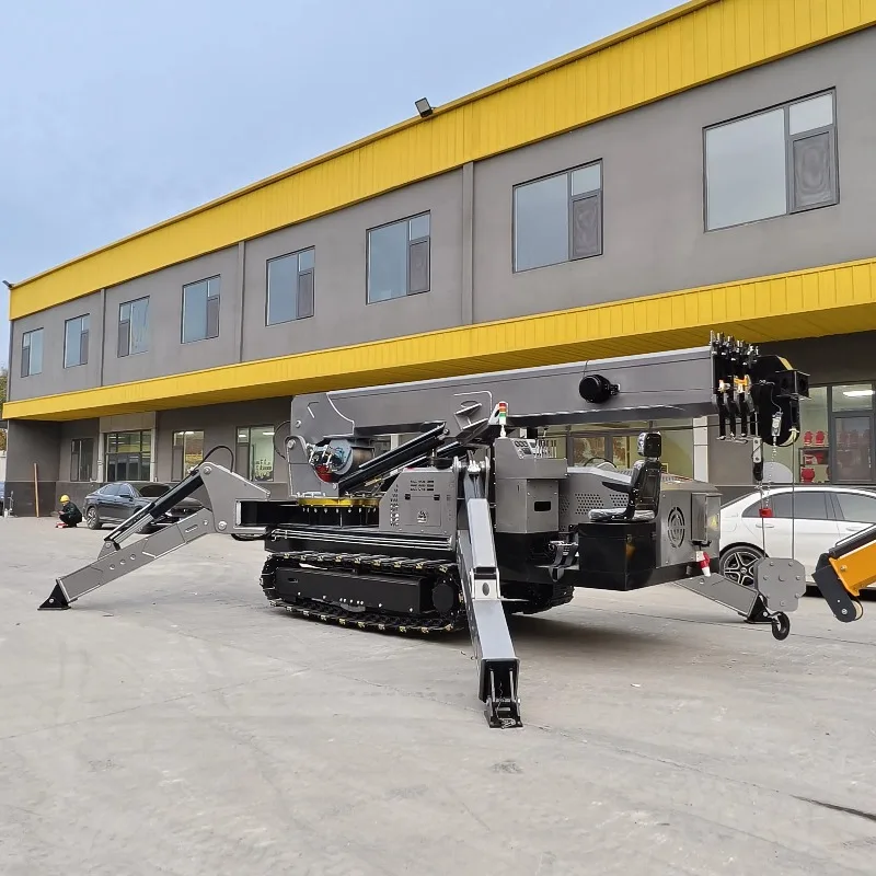 7Ton High Reach Hydraulic Spider Crane 13.5m Boom Rubber Crawler Telescopic Outriggers Stable Lifting Exterior Maintenance Work