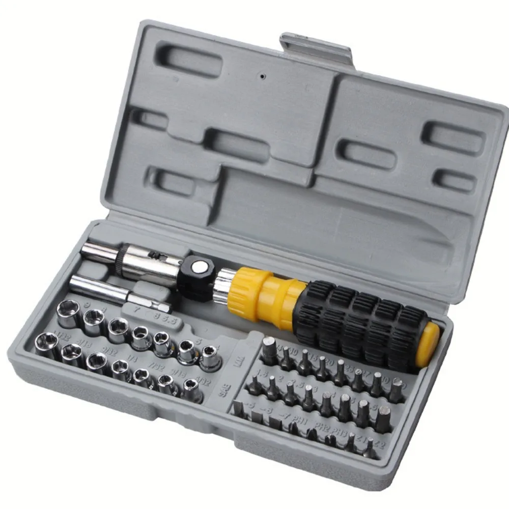 41-Piece Multi-Functional Screwdriver Set Combination of Socket Wrenches & Hexagonal Wrenches with Adapter for Home Repair
