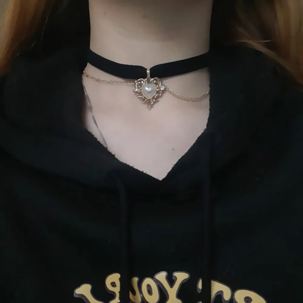 Koreanische Mode Schwarz Leder Samt Halsband Halskette Punk Gothic Schmuck Halsband Vintage Goth Halskette für Frauen Geschenke Collier – Detail 15