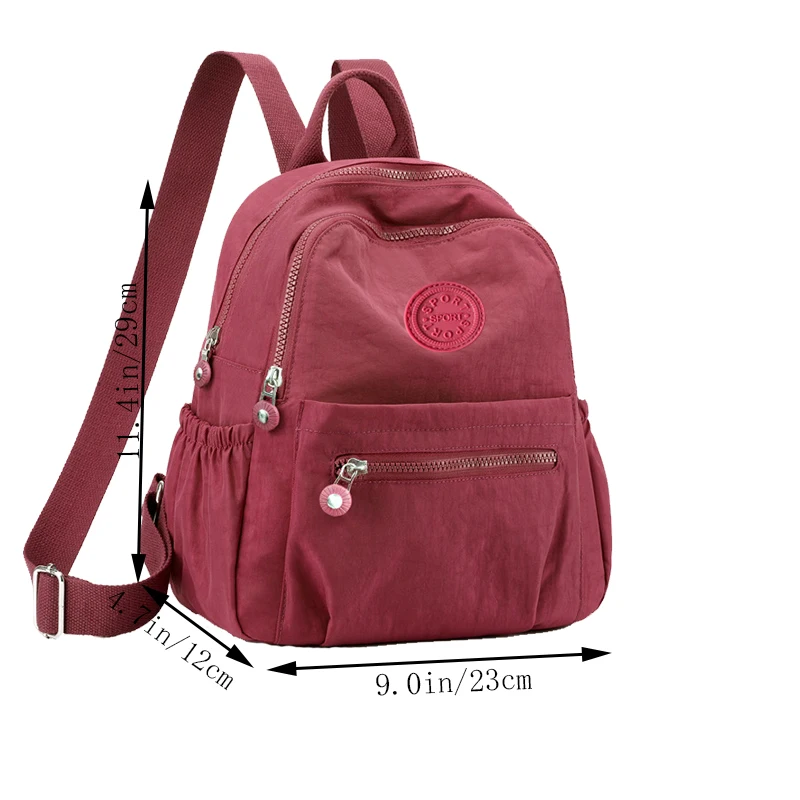 حقيبة ظهر بتصميم محايد للرجال والنساء، مناسبة للسفر والتصوير الفوتوغرافي مصنوعة من مادة النايلون، مع تصميم شعار دائري.