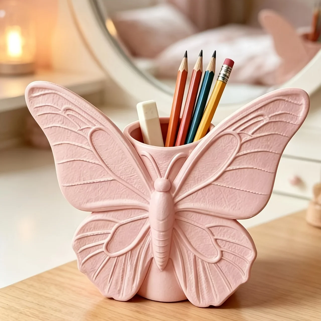 3D Printed Butterfly Pen Holder, Multifunctional Decor Storage Pot for Pens, Makeup Brushes & Small Flowers