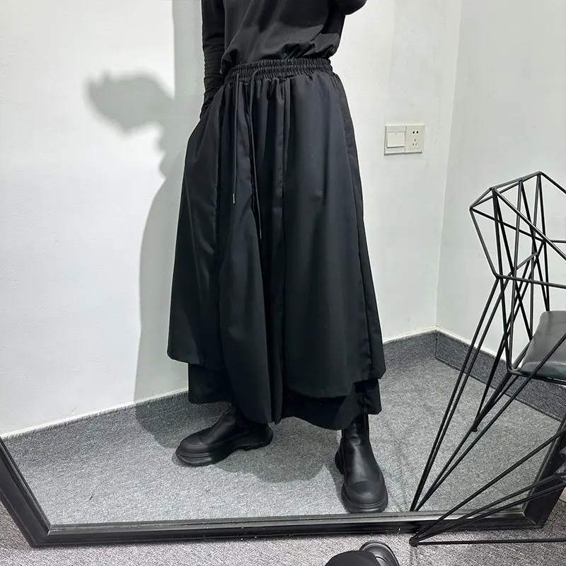 Avant-Garde Dark Loose Large Size Wide-Leg Pants Japanese Leisure Trendy Niche Straight-Leg Pants Culottes Men and Women