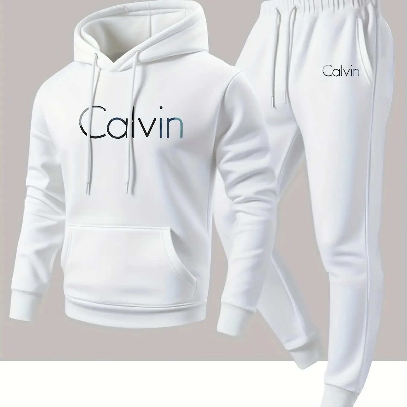 Men's simple letter-printed hooded sweatshirt and jogging pants set, men's spring-autumn-winter loose casual sports outfit