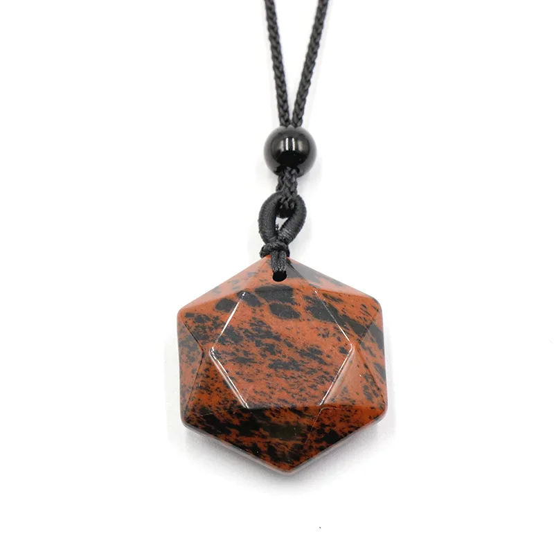 Hexagramm-Stern-Anhänger aus Naturstein, verstellbares Seil, Achat-Kristall-Charms, Pullover-Kette, Halskette für Damen und Herren, Schmuckgeschenk – Detail 11