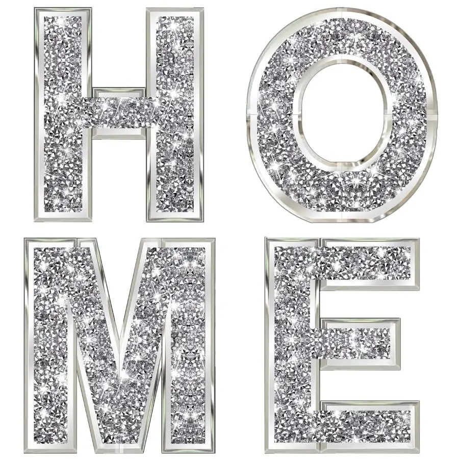 

pcs Independent Letters Home.Glam Crystal Diamond Letters.Silver Mirror Glass Home Decoration for Wall, Fireplace, Bookshelf and