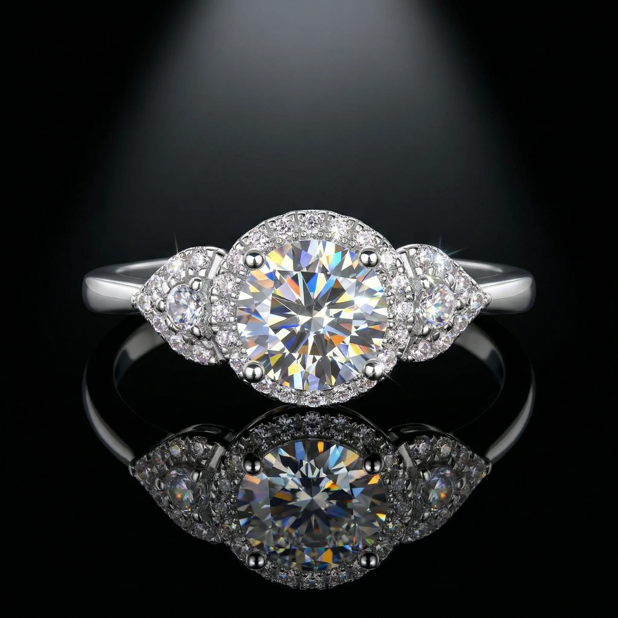 

Moissanite Ring, 925 Silver, D Color VVS1, 1ct Vintage Double Leaf, Couple Ring, Light Luxury Engagement, w/ Cert