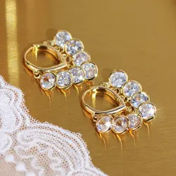 JUWANG France 2022 Trend Luxury Atmosphere Earrings Delicate Romantic Zircon Fine Anniversary Earrings Jewelry Charm Pendant