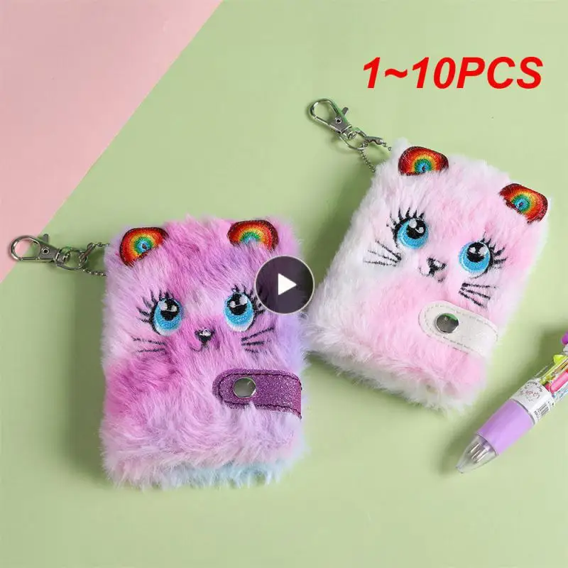 1~10PCS Cute Cat Plush Notebook For Kawaii Pendant Keychain Furry Cats Notebook Daily Planner Journal Book Note Pad