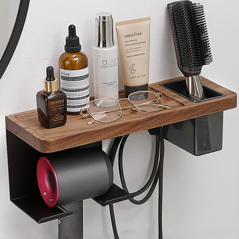 Hair dryer rack bathroom no-punch wall shelf free wall mount  bathroom organizer Floating shelves Hair dryer holder