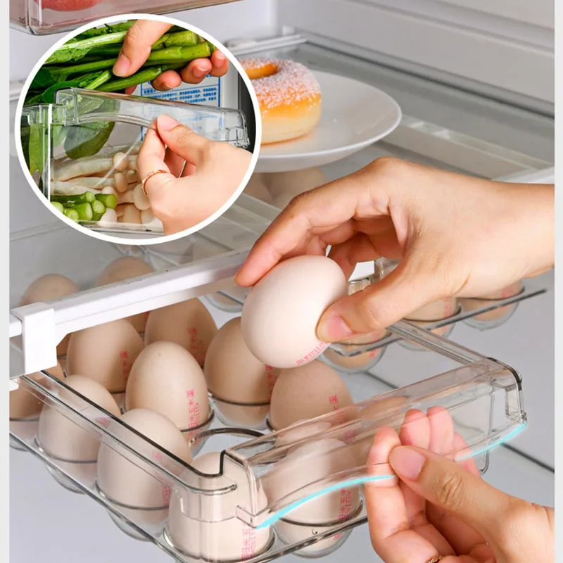 Refrigerator Organizer Bins With Handle Pull Out With Handle For Food Drinks Fruits Vegetable