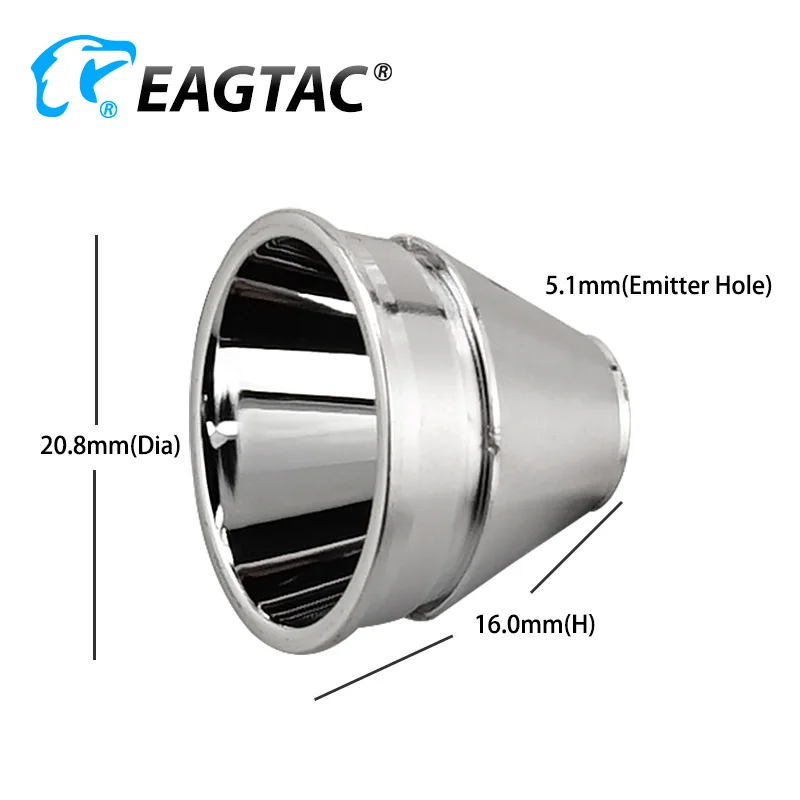 20.8mm(D) x 16mm(H) 5.1mm5.7mm Emitter Hole SMO Orange Peel Aluminum Reflector For EAGTAC D25LC2 D25A2Tactical DX30LC2 DX3B DX3L