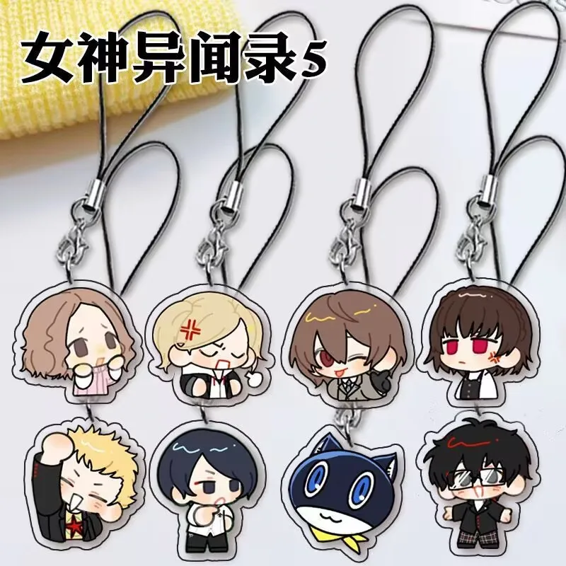 PERSONA 5 Anime Akechi Goro Yuuki Makoto New Acrylic Creative Design Mobile Phone Lanyard Chain Cute Keychain Pendant Gift