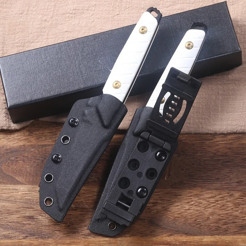 سكين خارجي متكامل D2 عالي الصلابة مع مقبض G10 شفرة ثابتة محمولة قاطعة الخبز مقشرة الفاكهة سكين قطع عملي