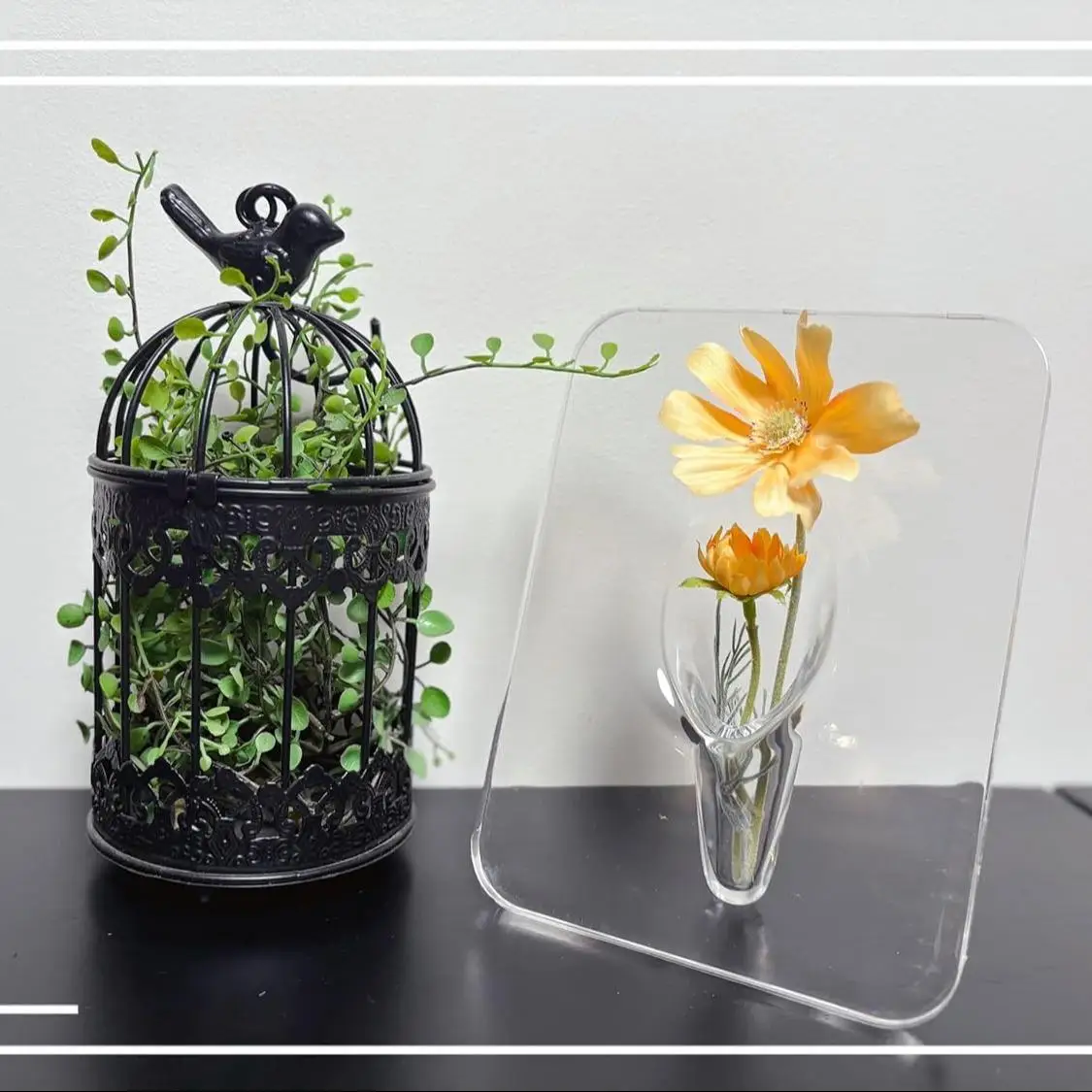 Clear Acrylic Photo Frame Vases, Minimalist Desktop Flower Holders, Creative Floral Display for Home Bedroom Table Decoration
