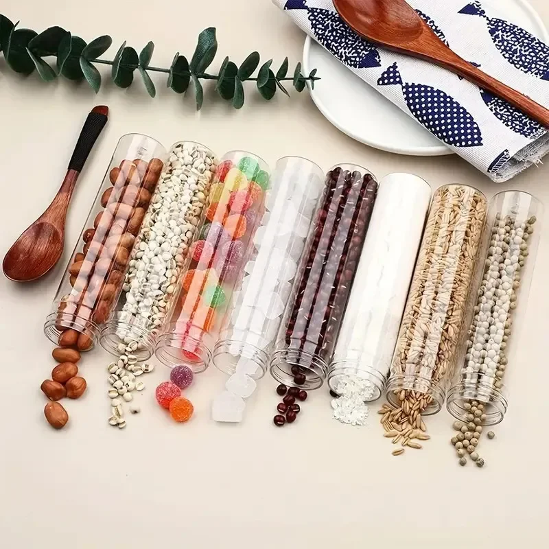 25pcs Plastic Transparent Tubes with Aluminum Screw Caps, Clear Test Tubes for Candy, Bath Salts, Granules, and Liquids