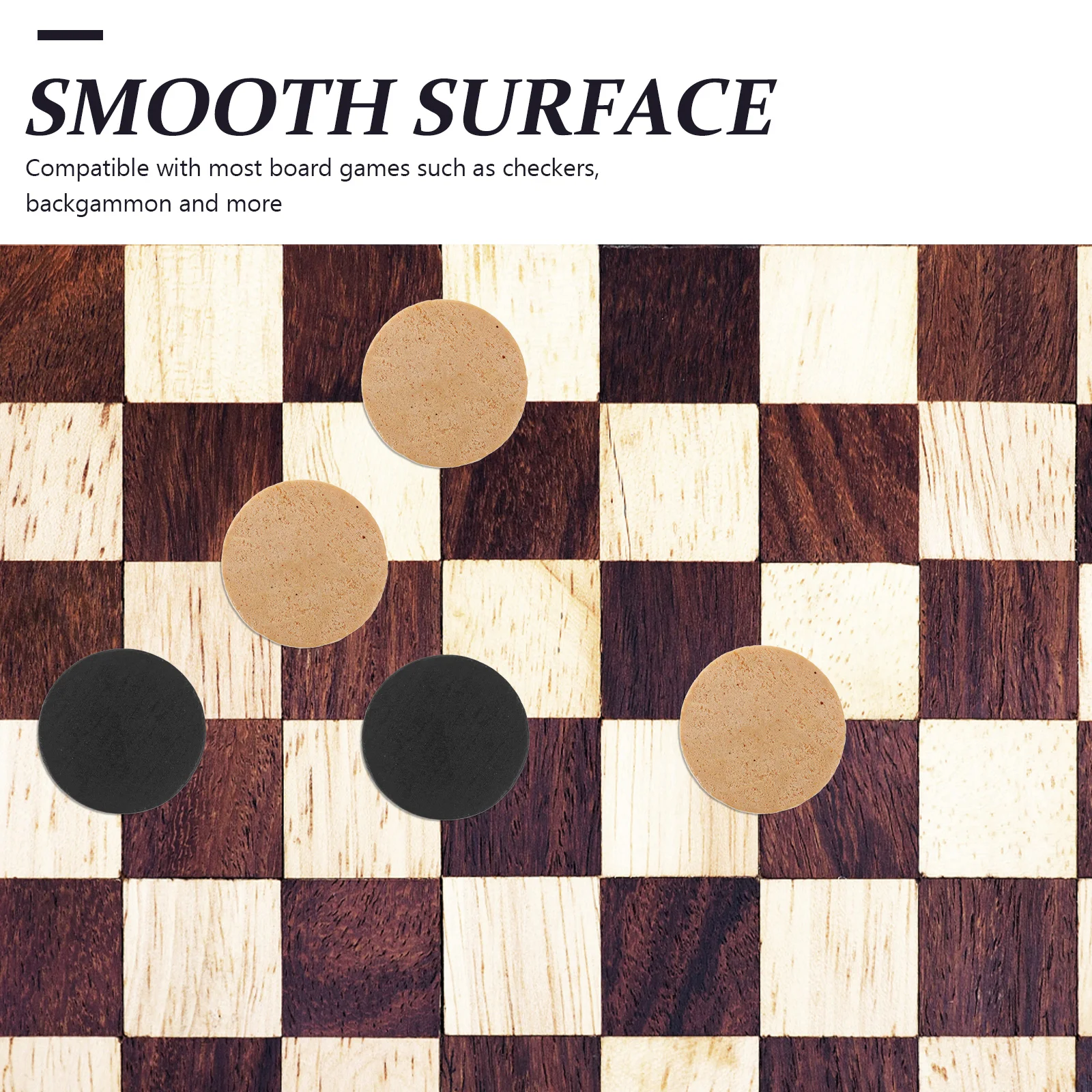 

1Set Wooden Checkers Pieces Replacement Set Sturdy Round Shape Travel Game Accessory