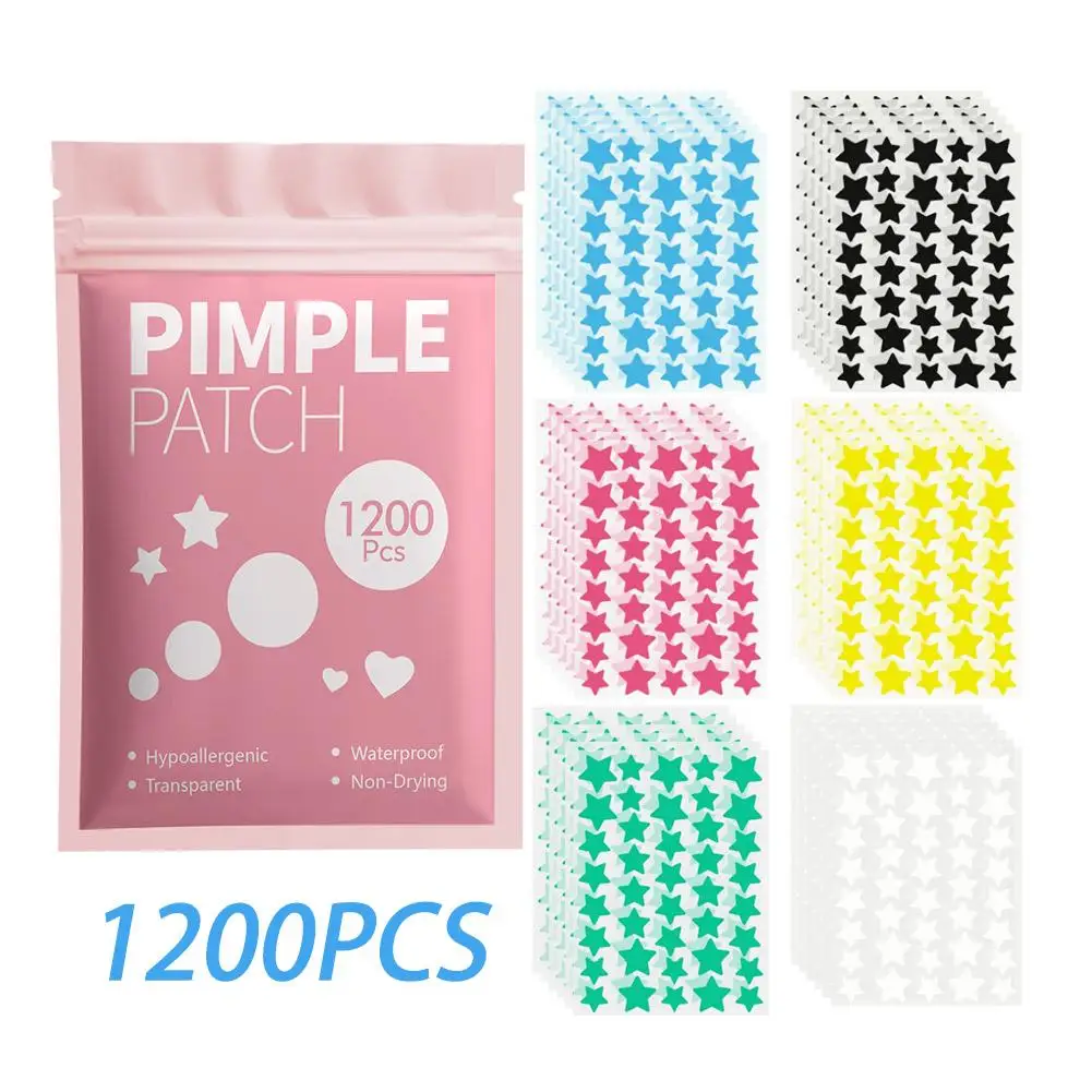 Colorful Stars Pimple Patches for Face, 240/480/1200 Counts Cute Acne Blemishes Covering Stickers Invisible Acne Patch Stickers