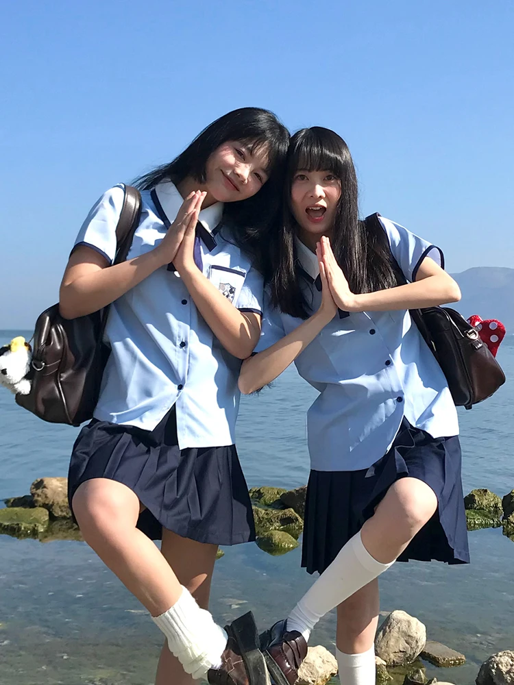 الأصلي ort Sve JK orm irt للنساء المدرسة الثانوية طالب الحلو Sle سليم صالح ألياف البوليستر زر حتى #4