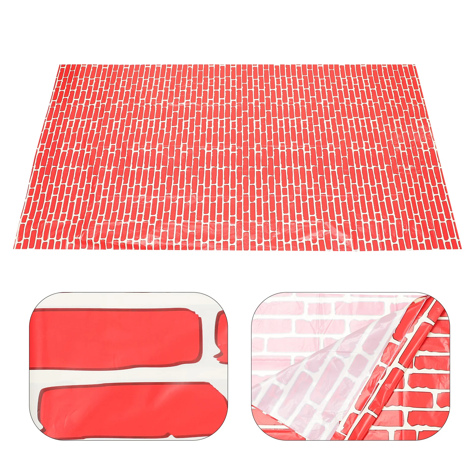

2Pcs Christmas Tablecloth Red Brick Wall Design Waterproof Fitted Table Cover for Holiday Party Family Gathering Outdoor Picnic
