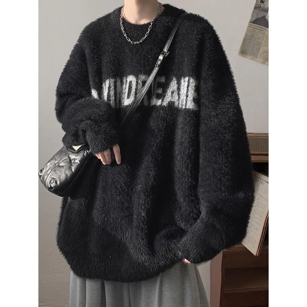 

Мужской свитер с круглым вырезом из утолщенного вельвета, зимний, в стиле кэжуал, для ношения под одеждой, свободного кроя, теплый базовый слой, повседневный, из полиэфирного волокна