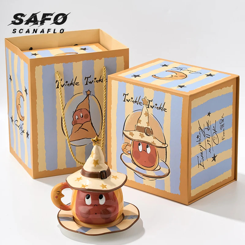 

SAFO Star People Collaboration Cup Christmas Gift Creative Mug With Lid Ceramic Couple Water Cup Birthday Gift