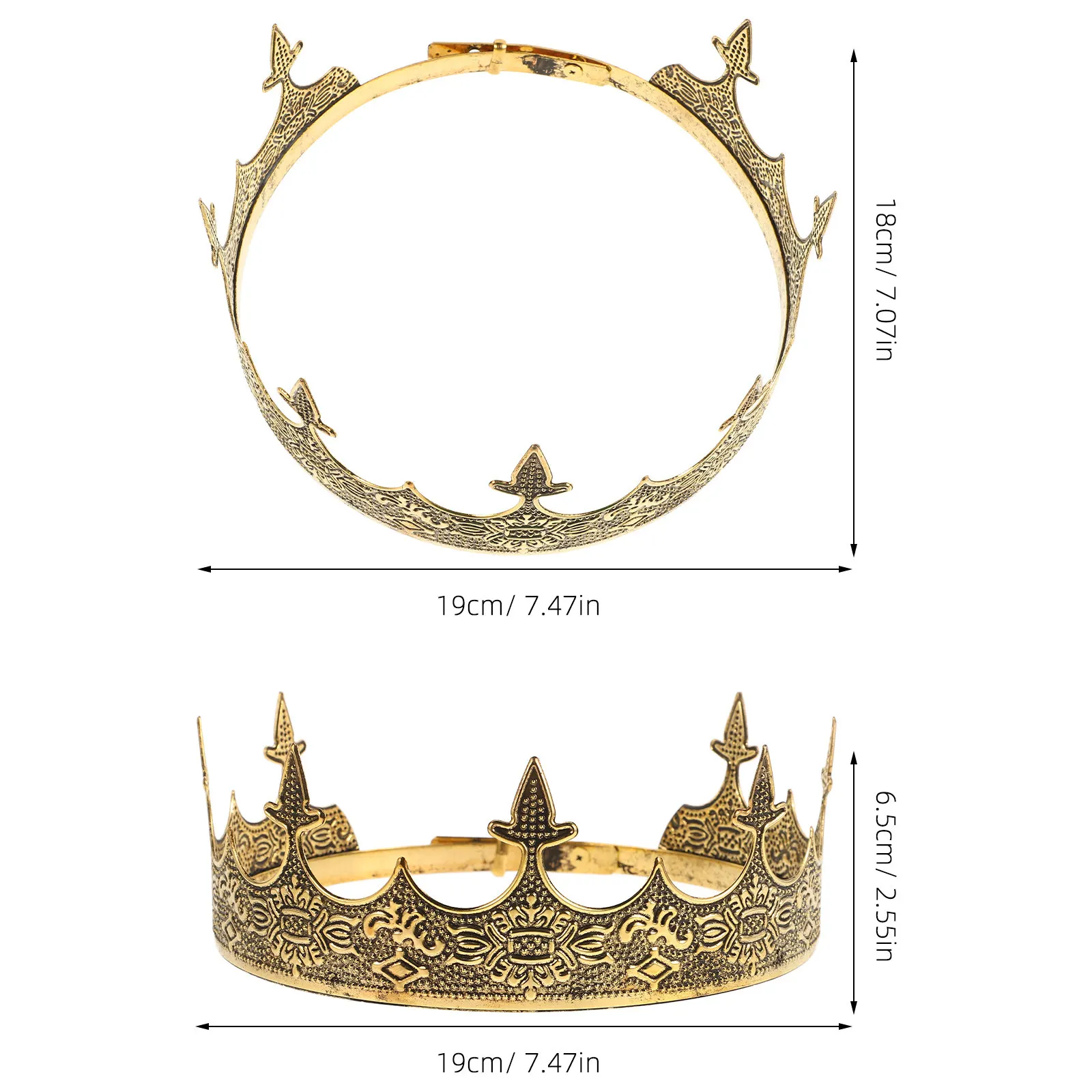 Exquisite Prince Crown for Men Birthday Wedding Party Medieval King Costume Accessory Alloy Royal Headpiece Cosplay Prop