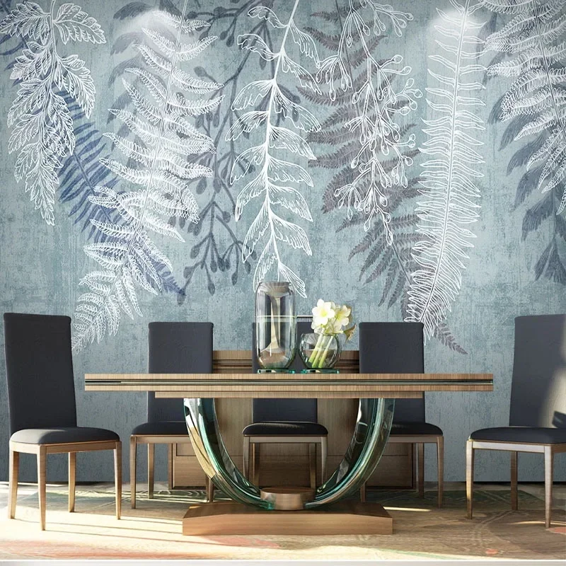 Modern Art Mural Simple 3D Tropical Plant Leaves Wallpaper Living Room TV Sofa Bedroom Restaurant Cafe Background Wall Painting