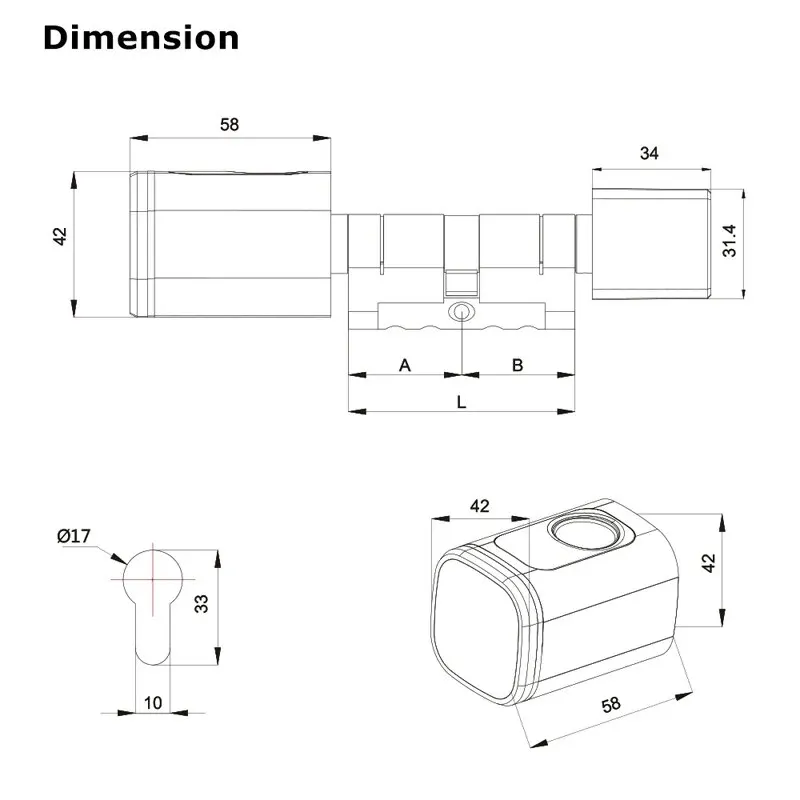 Smart Cylinder Lock With Tuya Bluetooth Fingerprint 13.56mhz IC Card Include CR123A Battery Easy Installation Replace S1