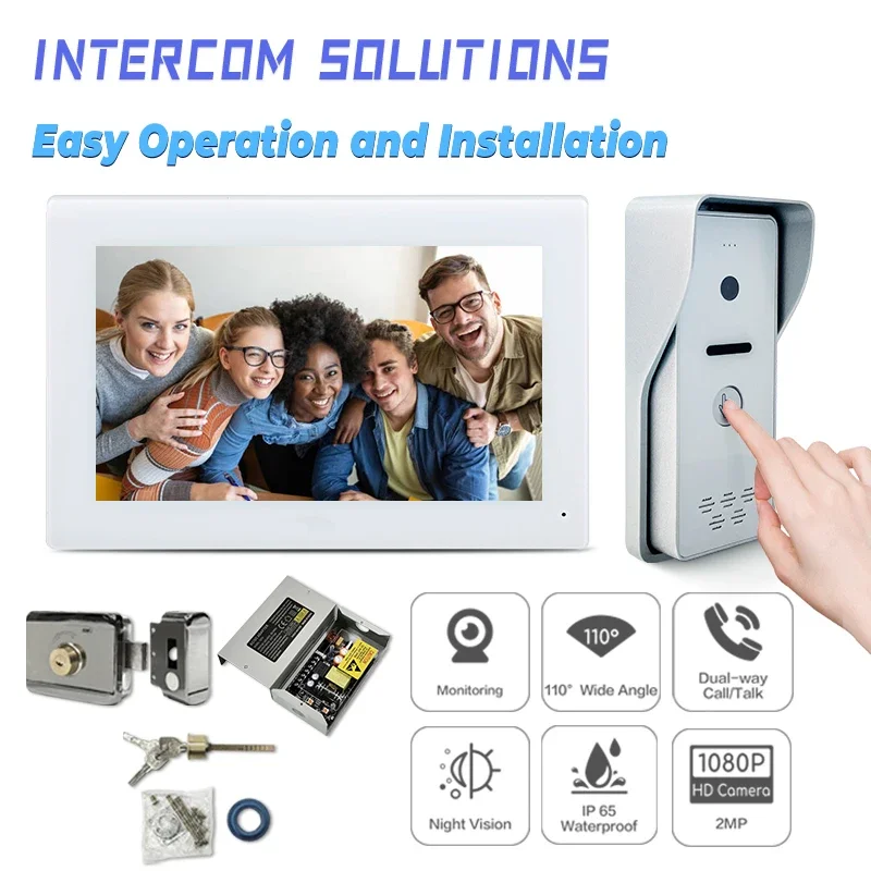 

CAT5/ CAT 6 Wired Video Doorbell IP Smart Door Phone Intercom Rainproof Camera Visual Home Security System 7inch Screen Monitors